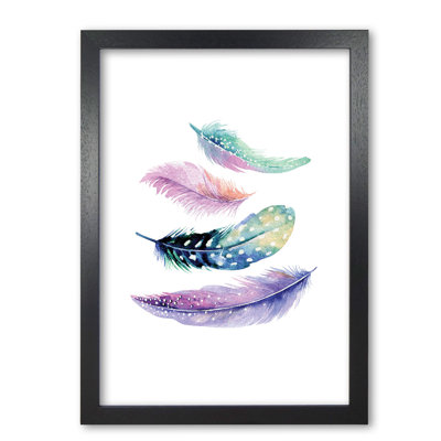 Turquoise and Purple Bird Feathers Abstract 1 Piece Wall Art
