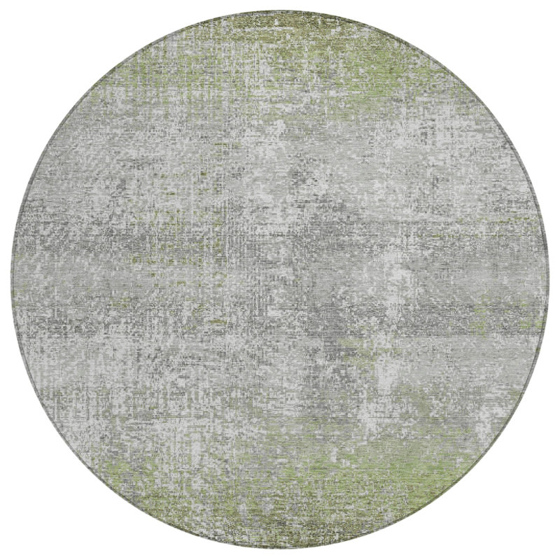 Tapis abstrait intérieur / extérieur lavable à la machine Chantille ACN2756, Fougère, Rond 8 pi