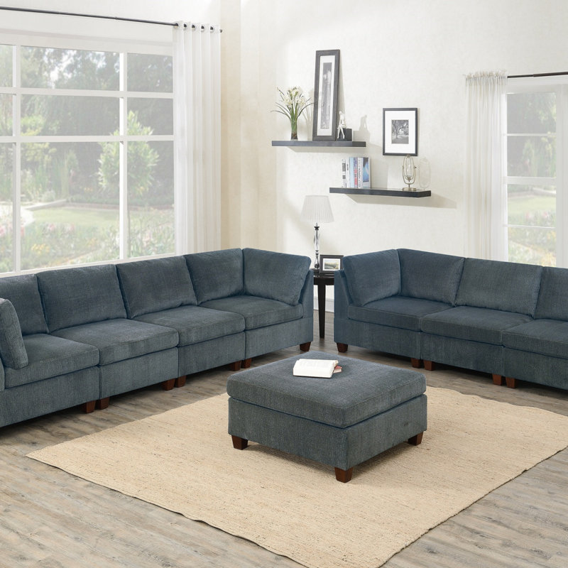 Ensemble de canapé modulaire en chenille gris de 8 pièces pour salon
