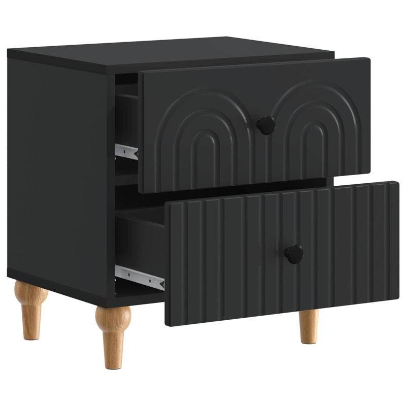 43cm W Manufactured Wood Bedside Table, Black