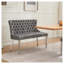 Banc de causeuse double en velours gris avec pieds en acier inoxydable argenté brossé, siège pour îlot de cuisine pour deux-1462779743-1462779738