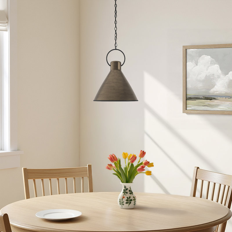 Dax 1 - Light Black Single Pendant, Aged Zinc, 21.5" H x 18" W x 18" D