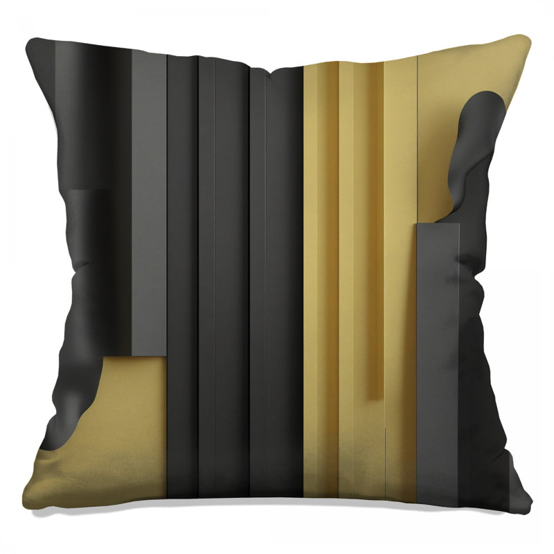 Coussins décoratifs noirs et jaunes, 26 po x 26 po