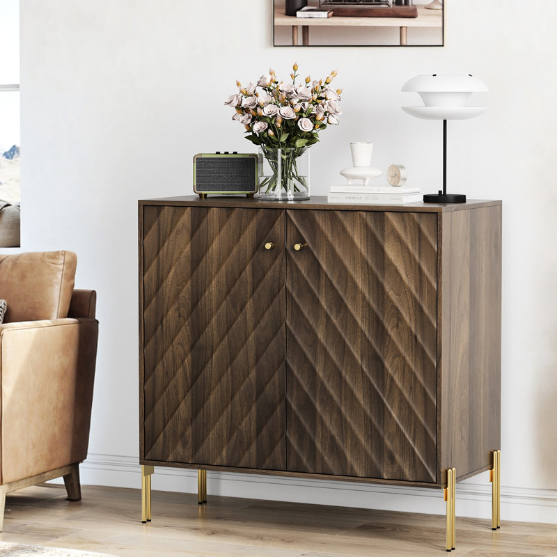 Buffet moderne en noyer avec tablettes réglables pour le salon et le couloir