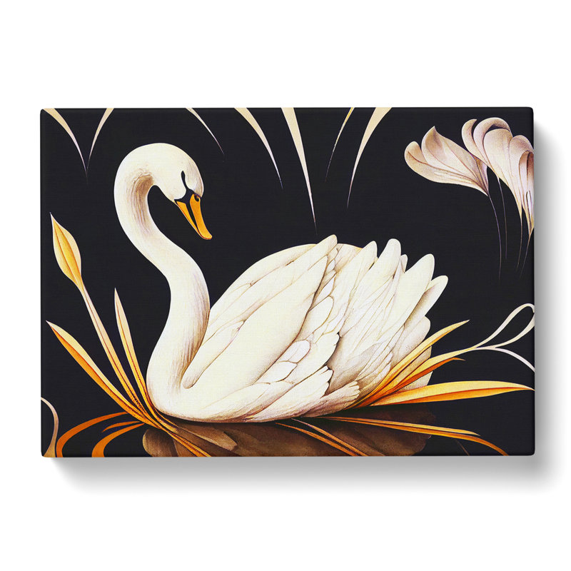 Swan Nouveau - Wrapped Canvas Print, 50cm H x 76cm W x 3cm D