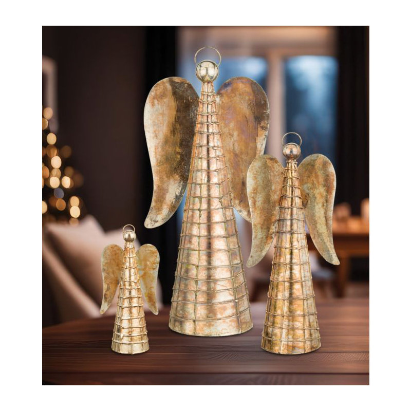 Décoration ange flamme or 10 pouces - Objets décoratifs en métal standard, H 3 po x l 10 po x P 4,75 po