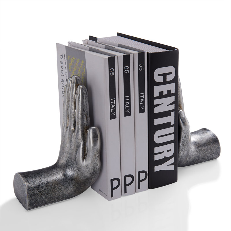 Modern & Contemporary Resin Non-Skid Bookends, Silver