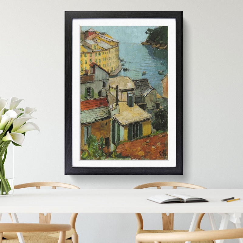 Portofino in Italy by Carl Moll - Picture Frame Painting, Black Framed, 48cm H x 36cm W x 2cm D