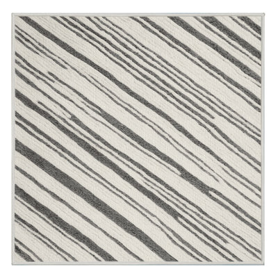 Washable Cloud White Gray Striped Area Rug