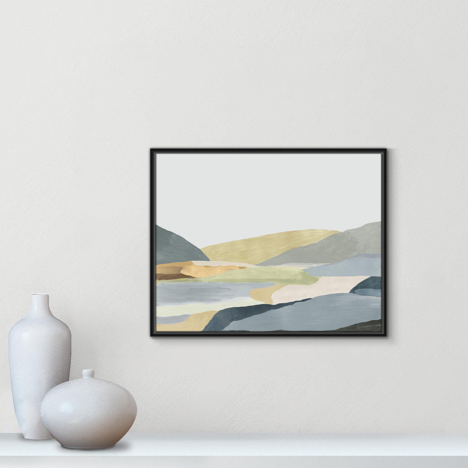 Blair "Warm Hills II" Painting, 23.5" H x 29.5" W x 2" D, Black Canvas