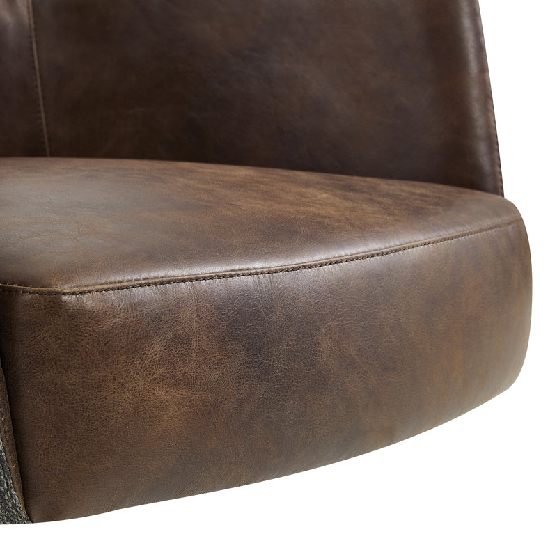 Loms Genuine Leather Swivel Accent Chair, Brown