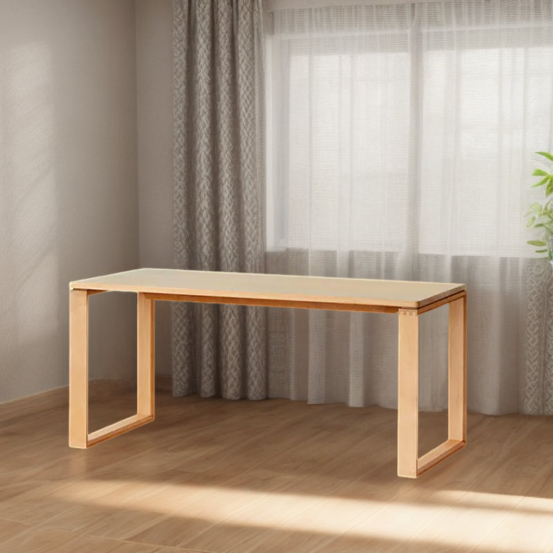 Riquel Beech Rectangular Solid Wood Top with Solid Wood Base Dining Table, 31.49" W x 55.11" L