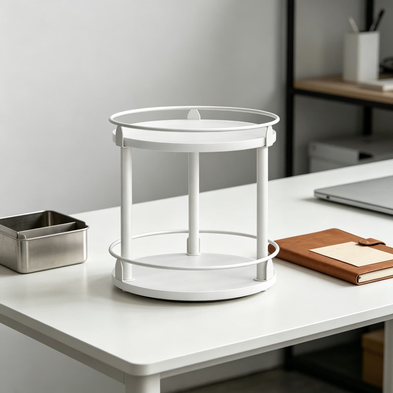 Étagère à épices paresseuse à 2 niveaux, plateau tournant à 360 degrés pour armoire de cuisine et comptoir, solution de rangement compacte et polyvalente