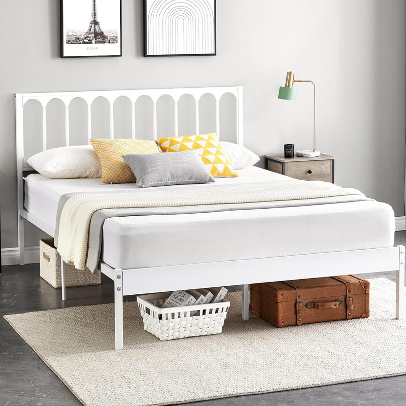 Solid Wood Slat Bed, Queen, White