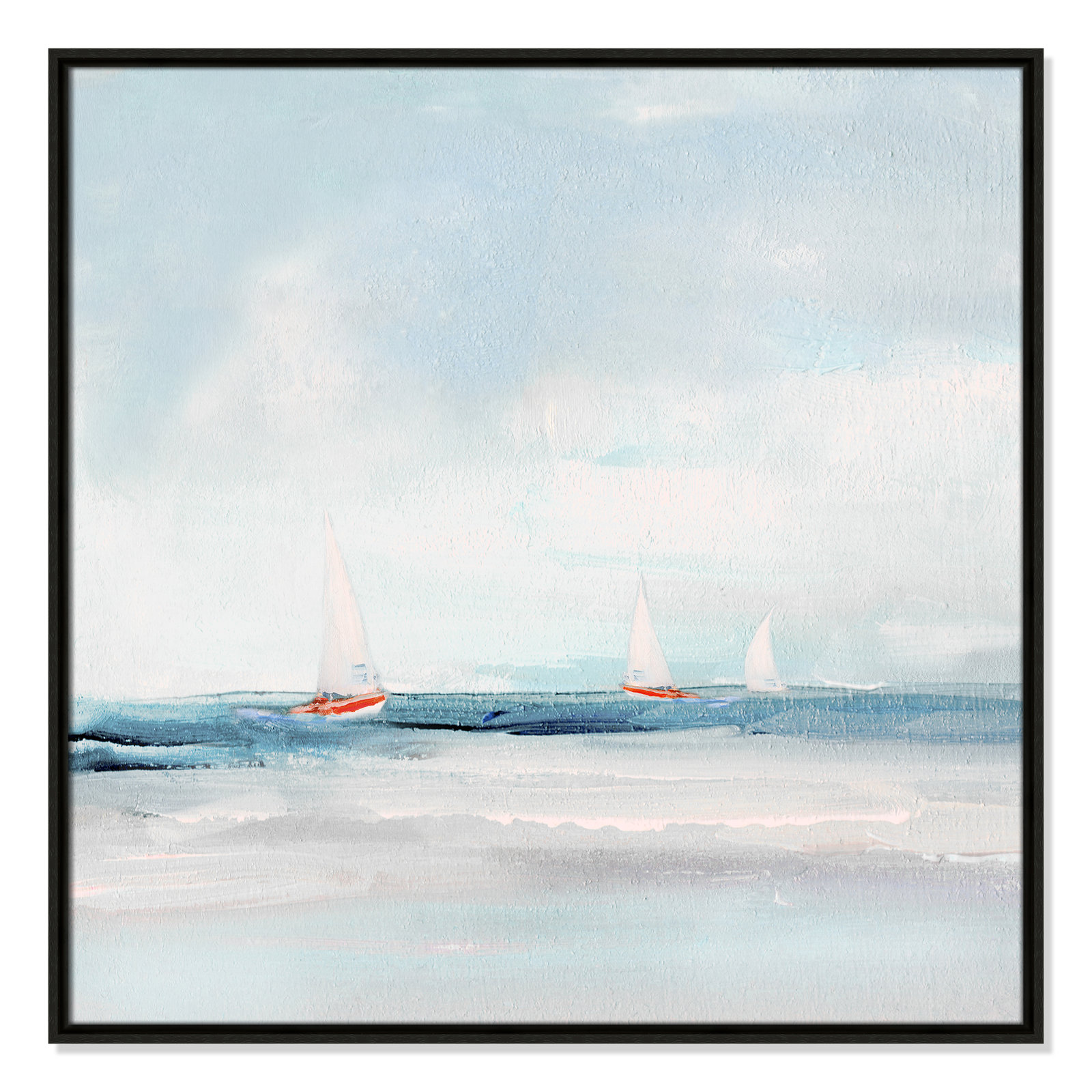 Charter "Caribbean Sail" Painting by Sally Swatland, 31.5" H x 31.5" W x 2" D, Espresso