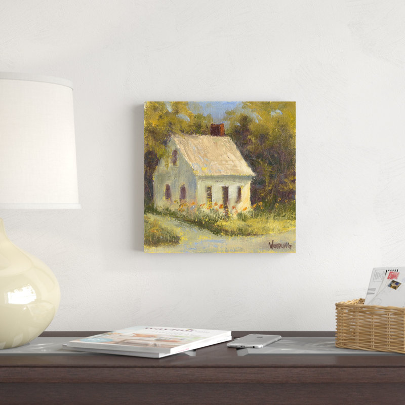 "Sweet Cottage I" by Marilyn Wendling Scenic Mixed Media Painting Print , 12" H x 12" W