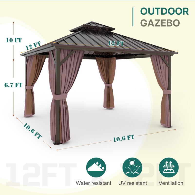 Abri de jardin pour patio en métal P 12 pi