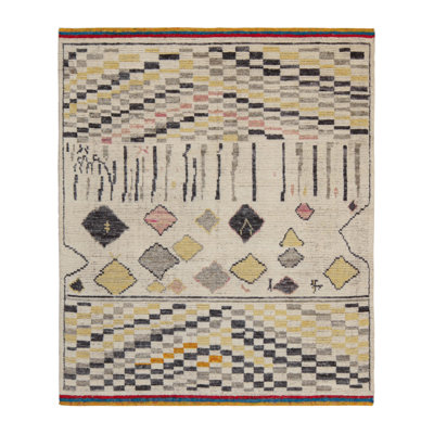 Moroccan Hand Knotted Geometric Area Rug