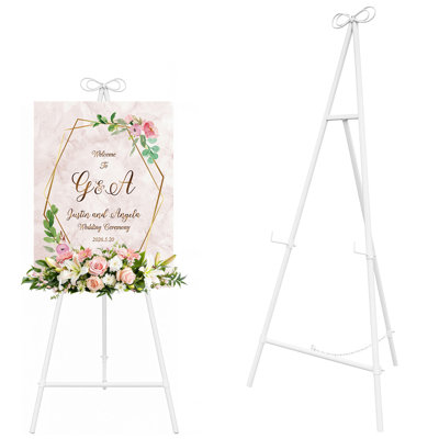 1 paquet de chevalet en métal pour enseigne, présentoir à chevalet réglable, support de signe de mariage robuste pouvant accueillir jusqu'à 40 lb, pour le mariage, l'art et la fête - blanc