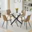 Bhevin Round Glass Top Dining Table with Iron Base-1265932517