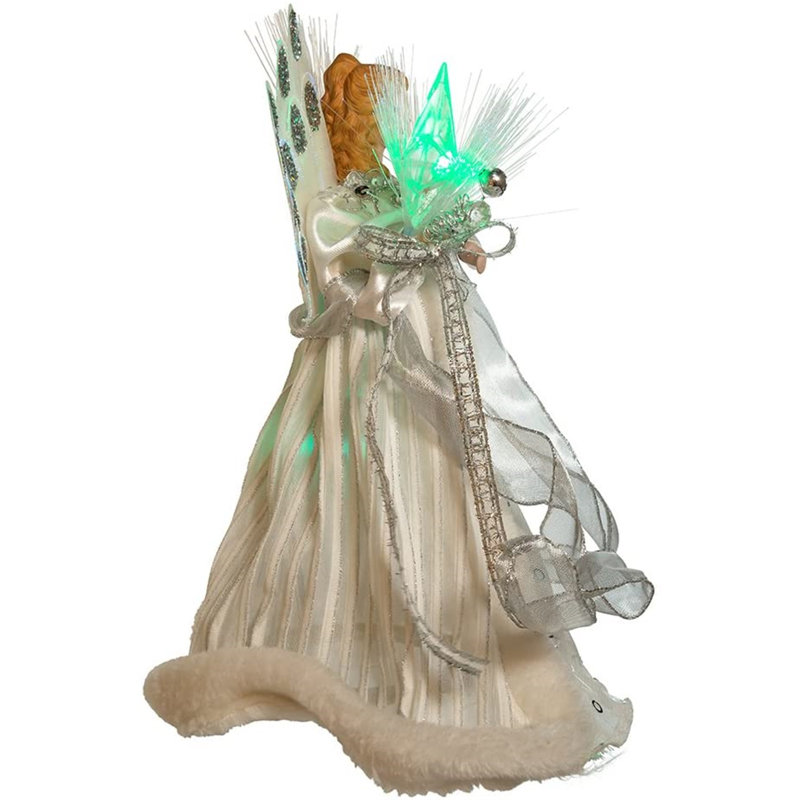 12-Inch White and Silver LED Fiber Optic Angel Tree Topper