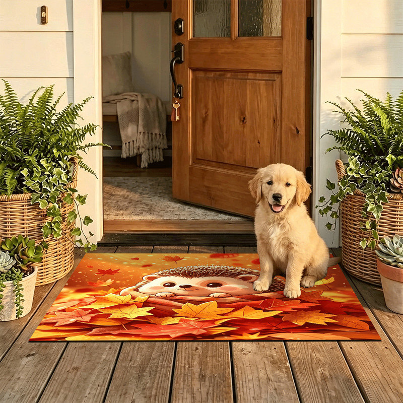 Tapis de porte antidérapant intérieur/extérieur, 61 x 91 cm, motif feuille de bienvenue, Grille feuille bienvenue