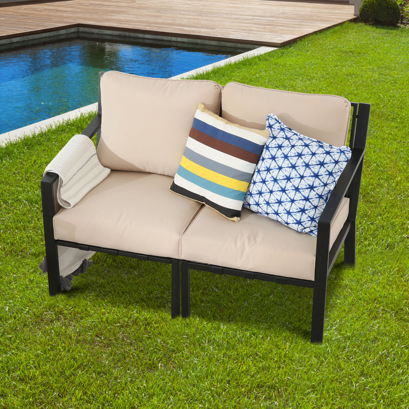 X-Back Col. 2-Piece Loveseat With Beige Cushions