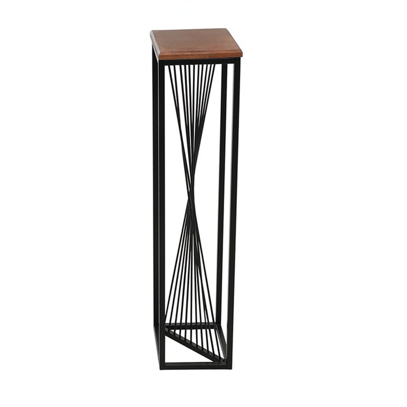 Table de bout en bois massif Thurros, H 36,2 po x l 7,9 po x P 7,9 po, Chêne, Or
