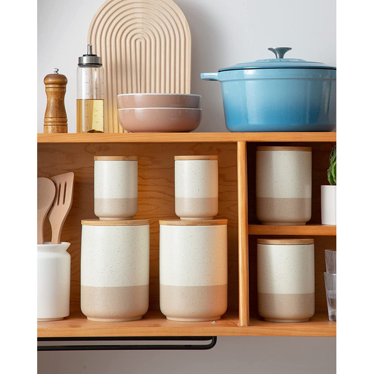 17 Stories Kitchen Canisters With Bamboo Lids, Airtight Metal