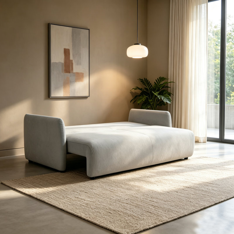 Noah 3 Seater Sofa Bed, Wool-Look Chenille - Grey