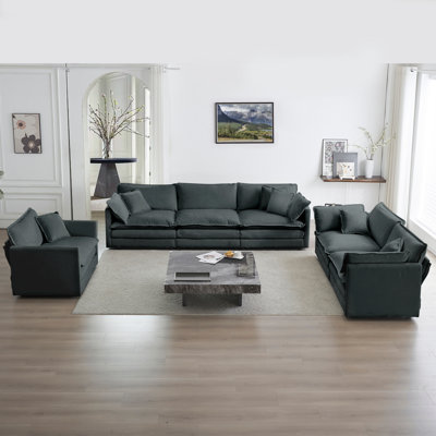 Modern Sofa Couch, 3 Piece Set Extra Deep Seat Sectional Sofa For Living Room, Oversized Sofa, 3 Seat Sofa, Loveseat And Single Sofa