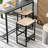 Set Of 2 Backless Bar Stools With Woven Paper Rope Seat
