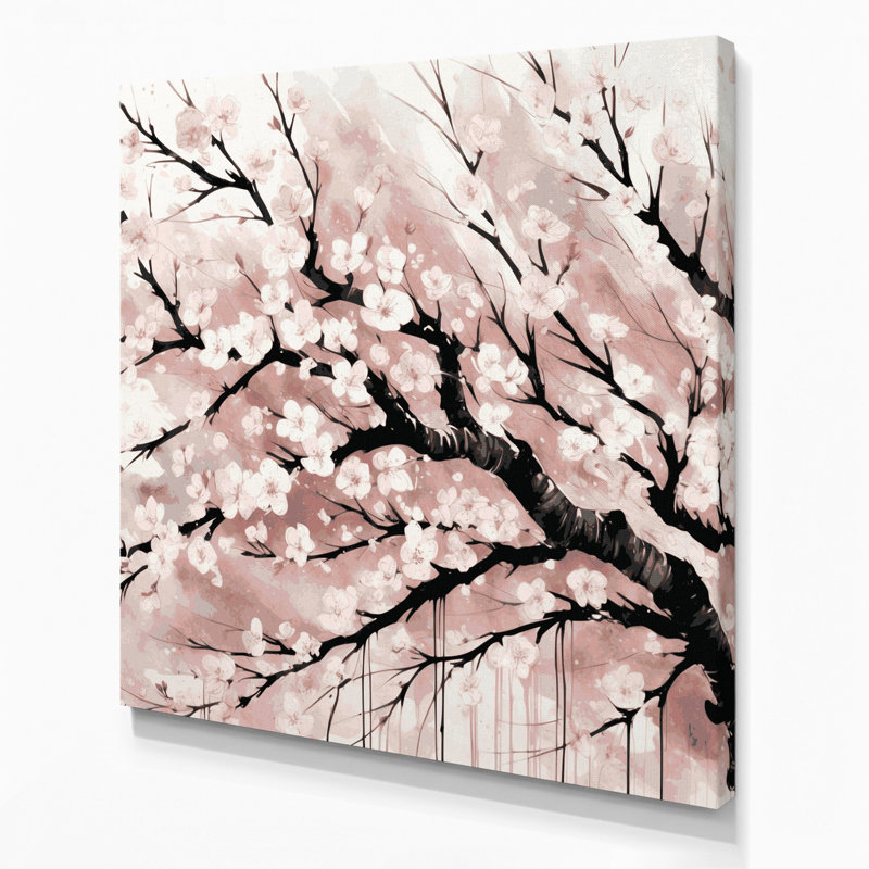 Art mural sur toile Botanical Cherry Tree Branches, H 12 po x l 12 po
