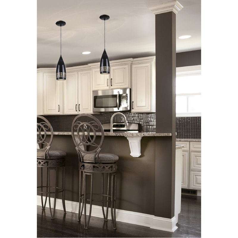Sleek Modern Black Mini Pendant Light with Glass Shade