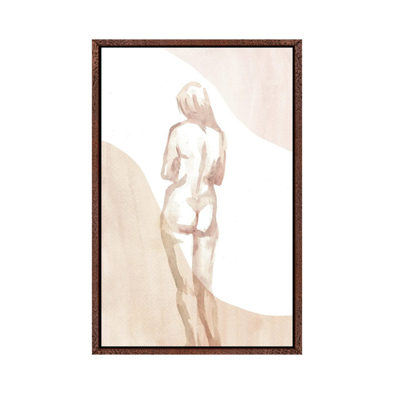 Nude Woman I by Whales Way - Painting on Canvas, 152.4cm H x 101.6cm W x 3.81cm D, Classic Brown Wood Framed