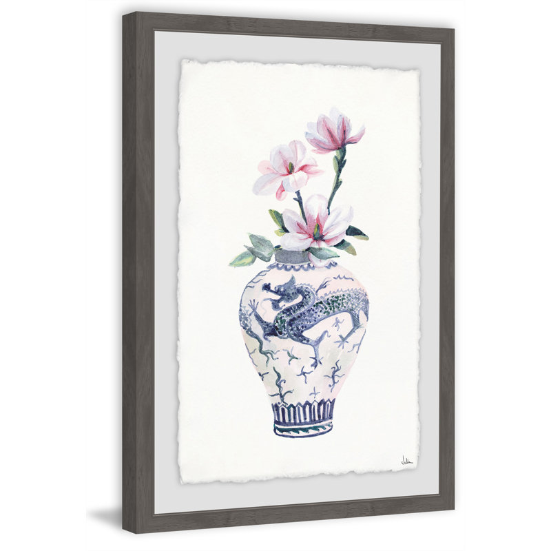Porcelain Dragon 1 Piece Single Picture Frame Painting, 91 cm H x 61 cm W x 4 cm D