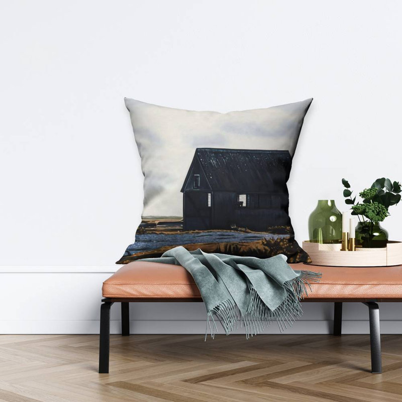Abandoned barn - 26"x26" Throw pillow - Poly twill - Print on demand