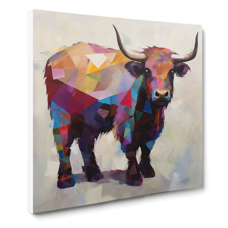 Highland Cow Suprematism - Wrapped Canvas, 35cm H x 35cm W x 3cm D