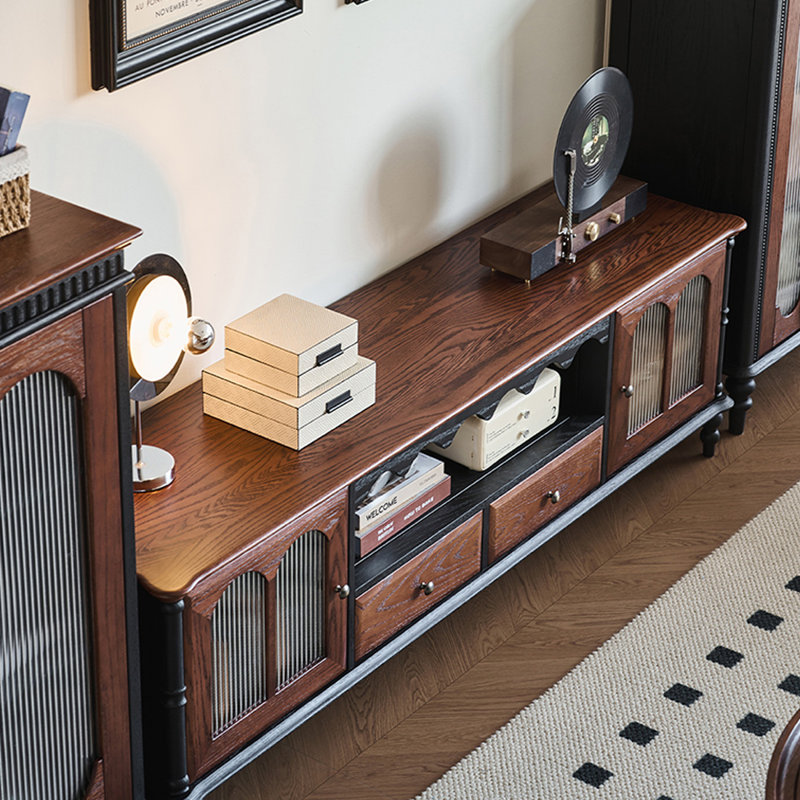 Meuble télé en bois de frêne massif, H 21,65 po x L 78,74 po x l 16,93 po