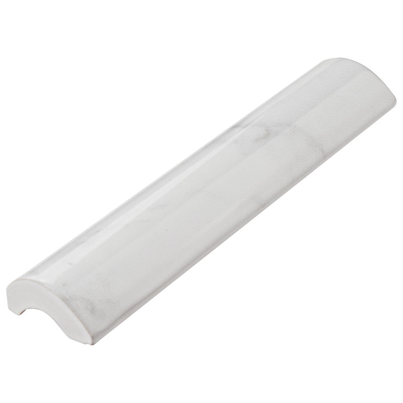 Classico Carrara 6" x 1.25"  Ceramic Pencil Liner Tile Trim in White/Gray