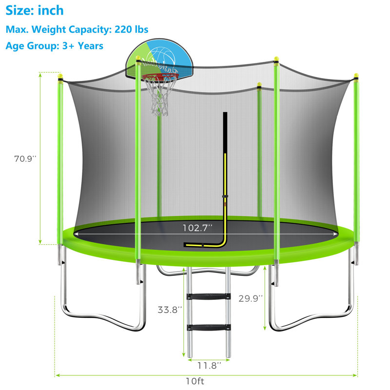 Trampoline 12' rond avec enceinte sécuritaire