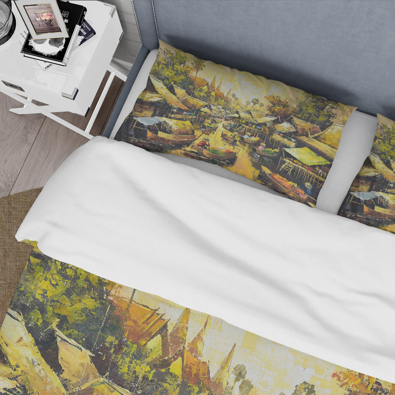 Ensemble de housse de couette traditionnel Vintage Waterside Life II - microfibre de polyester