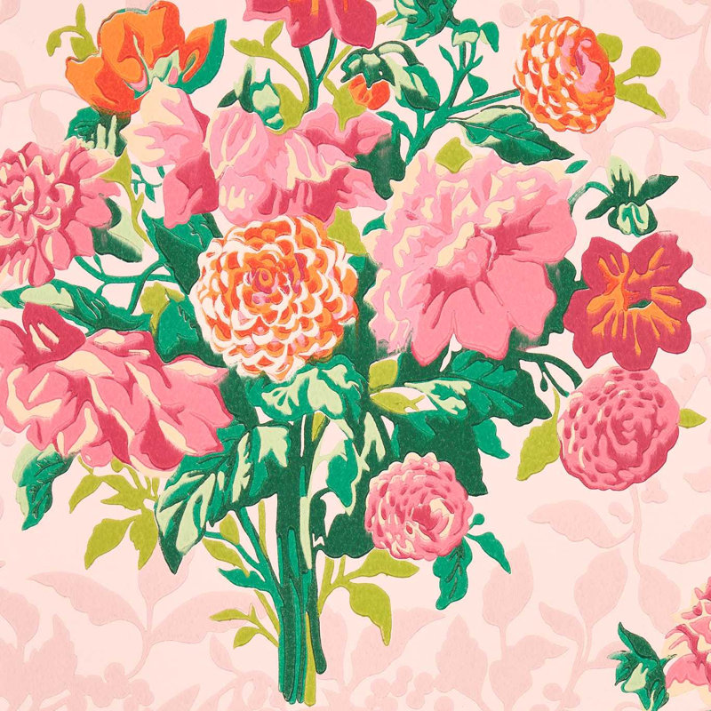 Dahlia Bunch Wallpaper, Rose Quartz/Spinel