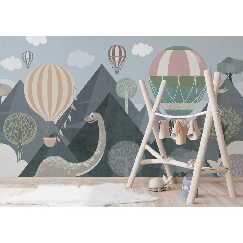 Papier peint amovible bébé bébé dinosaure à air chaud, L 35,04 po x l 55 po