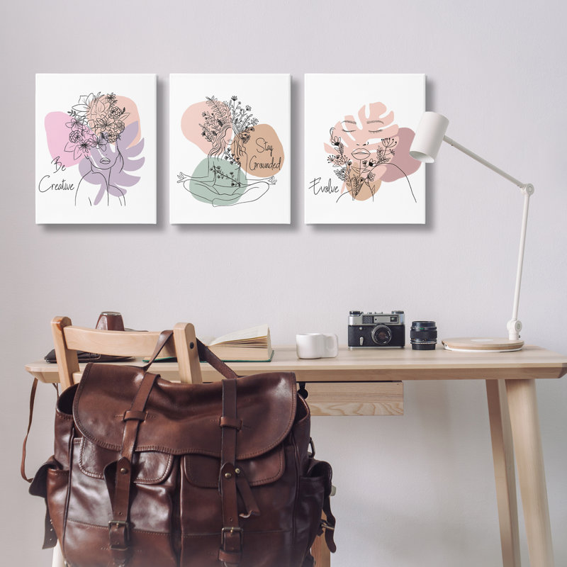  Ensemble de 3 impressions créatives sur toile par Chen Alyesh, H 20 po x l 16 po