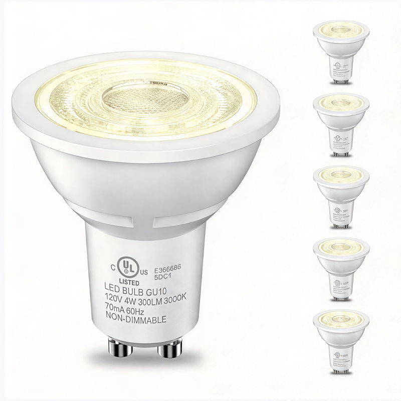 Ampoule DEL GU10 non à intensité variable, équivalente à 4 W, 35 W, blanc doux, 300 000 lumens, 300 lumens, remplacement de l'ampoule classique pour éclairage sur rail, cuisine, salon, chambre à coucher, emballage de sac, base GU10 120 V, paquet de 6
