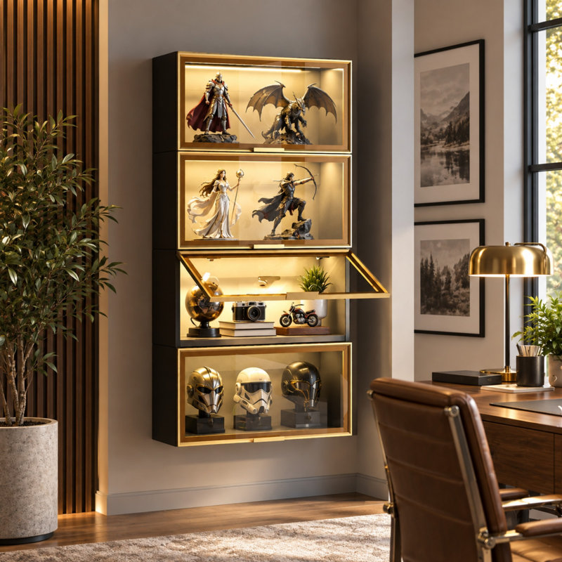 Wall-Mounted Spice Rack Cabinet with Lift-Up Door 