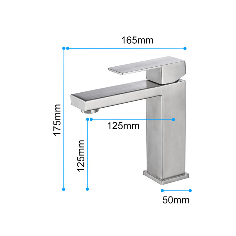 Stainless Steel 304 Bathroom Tap, Waterfall Spout Style, Single Lever, Brushed Nickel, Long-Lasting Performance And Appearance, Hot Cold Water Faucet, Flow, Handle, Noise-, Supply