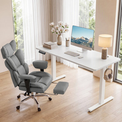 Bureau debout électrique à hauteur ajustable avec fauteuil de direction ergonomique, ensemble de mobilier de bureau moderne