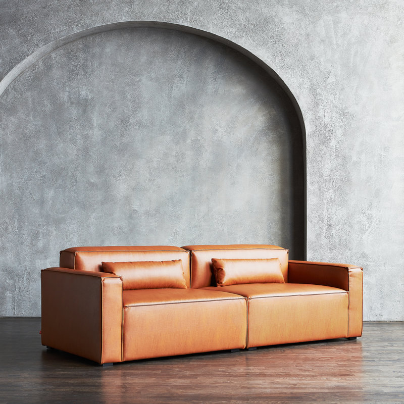 Mix Modular 2-Pc Sofa, Vegan AppleSkin Leather Cognac